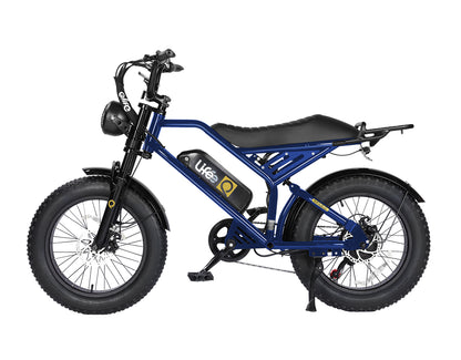 Spark 20x4.0"  Moped-Style  E-Bike, With Rear Rack, Blue