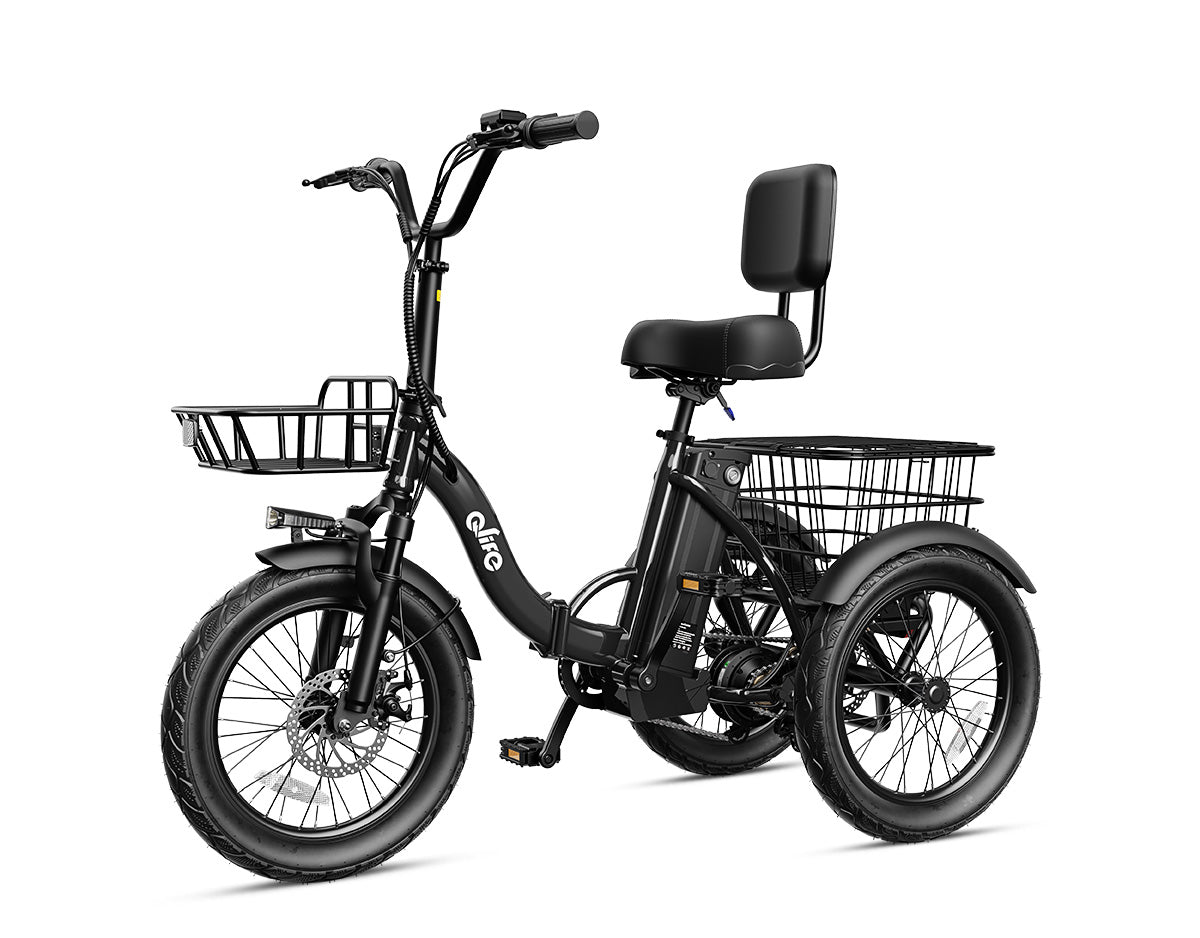 Triker 2.0 Electric Trike – Upgraded 3 Wheel Folding E-Bike, Bike, Black