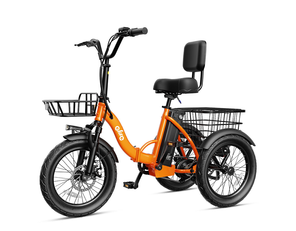 Triker 2.0 Electric Trike – Upgraded 3 Wheel Folding E-Bike, Bike, Orange