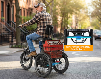 Triker 2.0 Electric Trike – Upgraded 3 Wheel Folding E-Bike, Stable Turns
