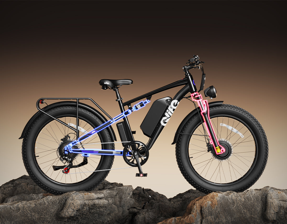 Front & Rear Dual SuspensionMaximum Shock Absorption for Extreme Terrain