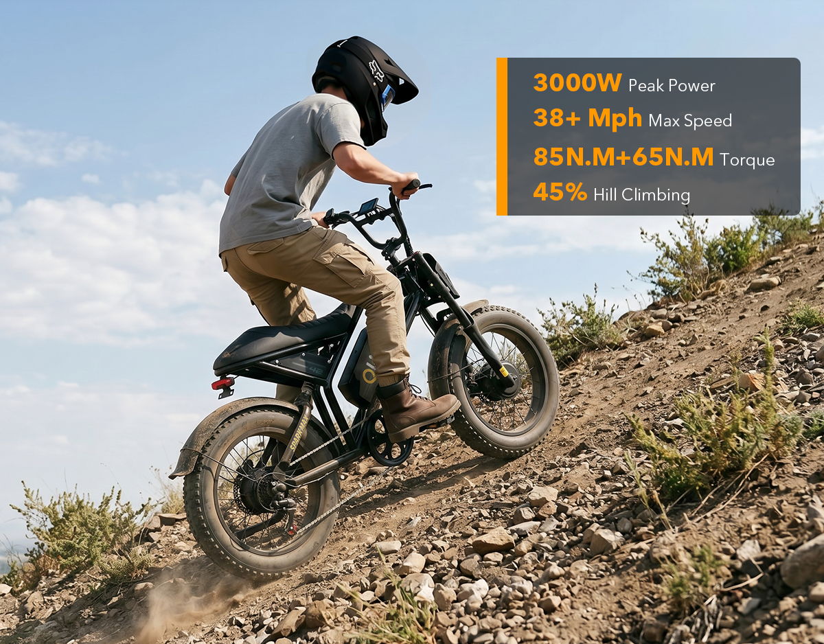 Spark Max Dual Motor 20x4.0" Hydraulic Brakes Moped-Style E-Bike